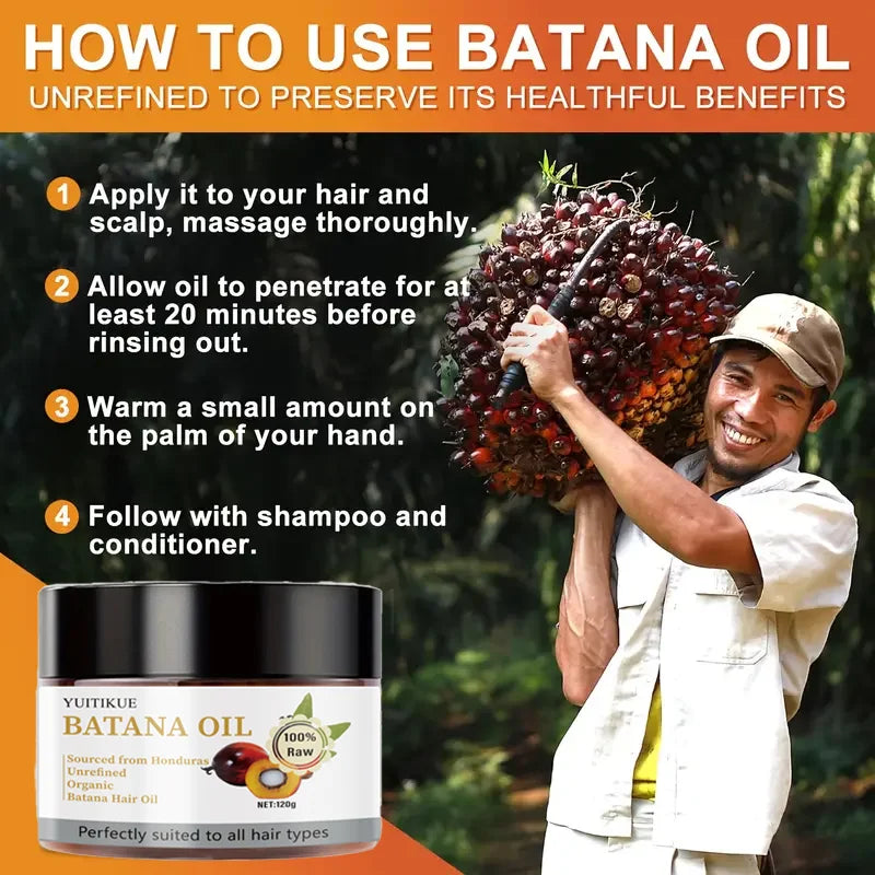 Organic Batana Hair Oil, moisturizing and nourishing, smooth and shiny, anti-frizz, restores hair's natural luster