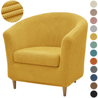 2pcs/set Jacquard Stretch Club Armchair Slipcover 1pc Barrel Tub Sofa Cover + 1pc Polar Fleece Couch Cover Furniture...
