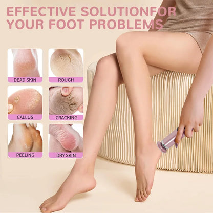 2-in-1 Electric Pedicure Foot Callus Remover Foot Care Electronic Foot Grinder & Replacement Sandpaper Dead Skin Pedicure Tool