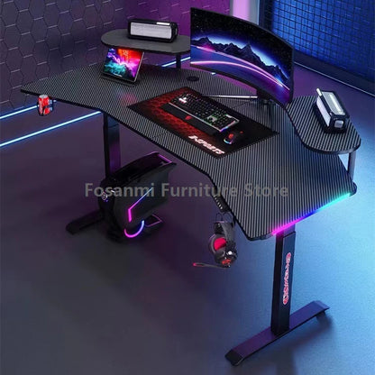 Ergonomic Motorized Computer Table Height Adjustable Electric Sit-Stand Black Gaming Desks Gamer Standing Desk for Home Office