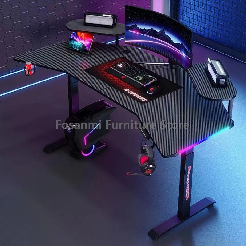 Ergonomic Motorized Computer Table Height Adjustable Electric Sit-Stand Black Gaming Desks Gamer Standing Desk for Home Office