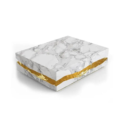 Italian Luxury Freeform Coffee Table w/ Metal Base -Designer Marble Top & Waterproof Surface for Villa Mansion Living Room Decor - Kimlud