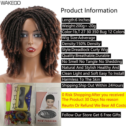 Ombre Short Dreadlock Wigs Blonde Grey Purple 27 30 350 Bug 12 Colors Wig Curly Synthetic Twist Faux Locs Wig Dreads...