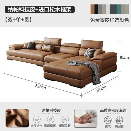 European Living Room Sofa Genuine Leather Sectional Corner Sofas Modular Luxury Sofa Sala De Estar De Luxo Modern Furniture - Kimlud