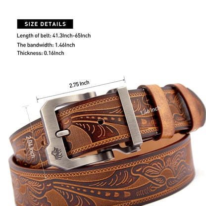 BISON DENIM Genuine Leather Men Belt Vintage High Quality Waist Strap Luxury Pin Buckle Male Best Gift Casual Belts for...