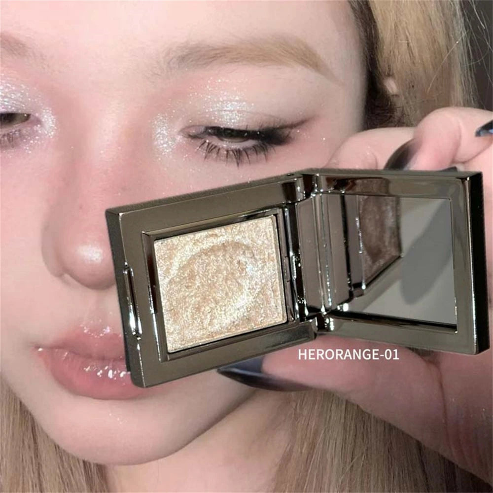 Metallic Glitter Eyeshadow Cream Sparkling Mousse Shimmer Highlighter Pressed Pigments Punk Purple Pearlescent Eyeshadow...
