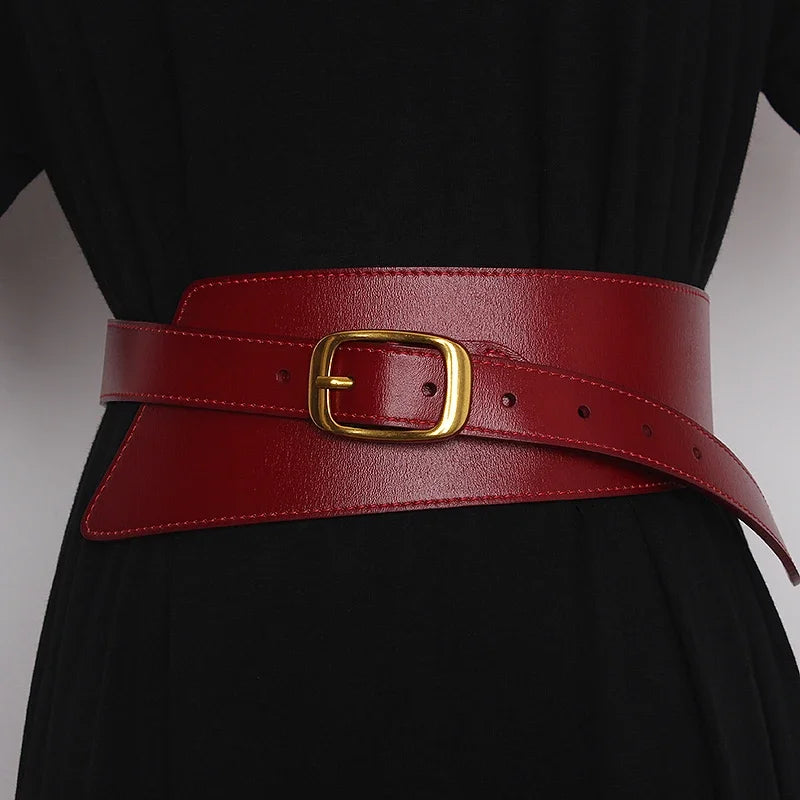 Women's Coat Wide Waistband Genuine Leather Cummerbunds Female Dress Corsets Versatile Waist Belts Decoration Wide Belt...
