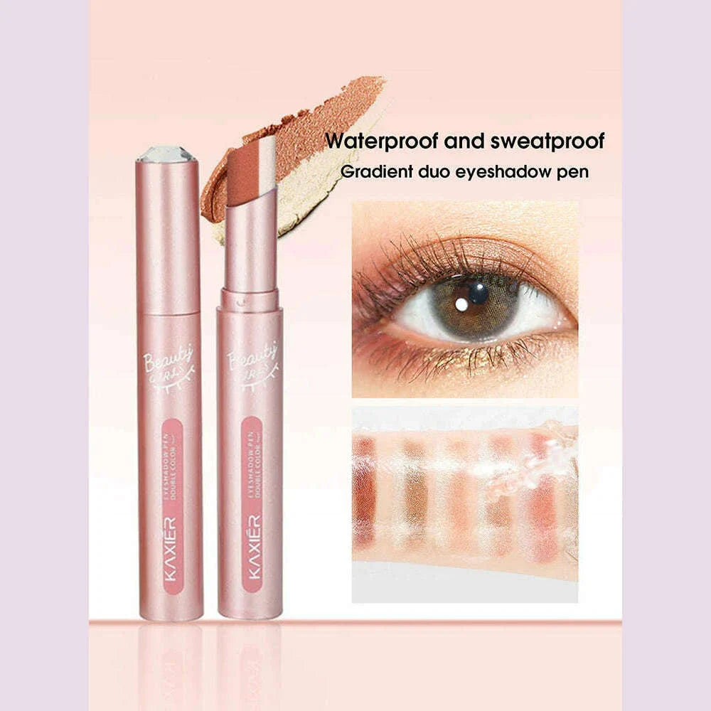 Waterproof Double Color Eye Shadow Stick - Gradient, Sweat-proof, and Smudge-proof Makeup Tool for Easy and Long-lasting