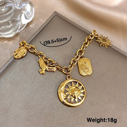 Greatera Stainless Steel Sun Moon Multi Accessory Necklace Gold Color Pearl Pendant Waterproof Light Luxury Jewelry For...