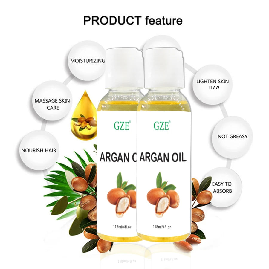 GZE Organic Moroccan Argan Oil Pure Cold Pressed Virgin Premium Grade Moisturizer for Dry, Damaged Skin, Hair, Face,...
