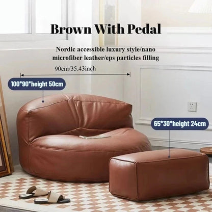 Lazy Sofas Living Room Single Sofa Modern Design Sofa for 1 Person Can Lie Down Beanbag Tatami Thickened Leather Home...