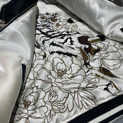 New 2025 Hot Style Men Boys Modified Liquid Light Sensation Coats Dragon Tiger Reversible Baseball Sukajan Souvenir...