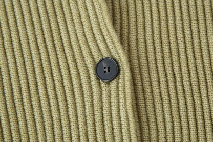 TFMLN Women's Knitted Cardigan Solid Stand-Up Collar Epaulet Single Breasted Female Sweater Coat Loose Fit Casual Knitwear