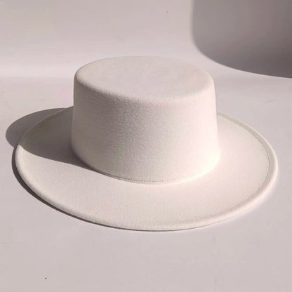 French felt hat Flat-top  Autumn and winter felt hats Letter accessories women's wide-brimmed hat sombrero fedora  sombrero