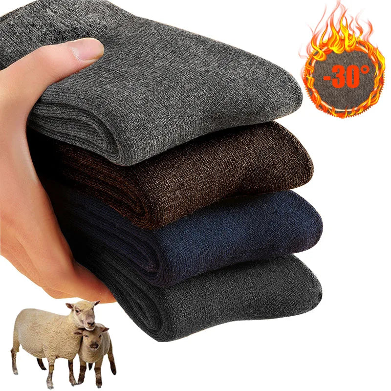 2025 New Winter Super Thicker Warm Socks Wool Male Men Women Socks Solid Socks Merino Wool Socks Against Cold Snow Terry Socks - Kimlud