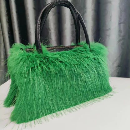 New Winter Plush Bag Long Fur Handbag Women's Crossbody Bag Fashion Trend Shoulder Bag Purses and Handbags