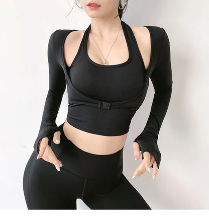 Cloud Hide Blue Yoga Shirt for Women Sports Gym Crop Bra Top Plus Size Fitness Exercise T-Shirt Long Sleeve Workout Sportswear