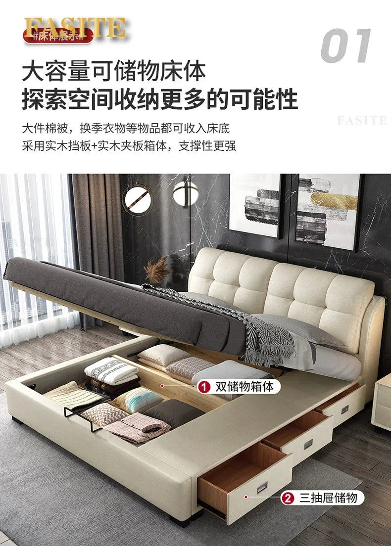 Premium High-quality New Arrival Technology Fabric Bed Small Unit, Master Bedroom, Large Bed, Light Luxury Nordic Fabric Bed