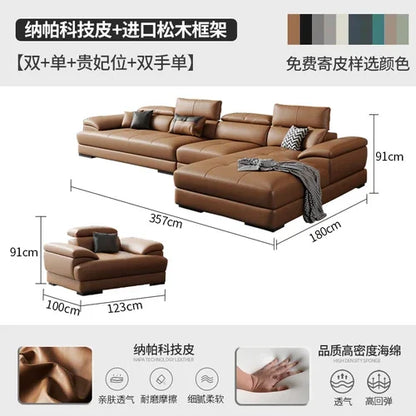 European Living Room Sofa Genuine Leather Sectional Corner Sofas Modular Luxury Sofa Sala De Estar De Luxo Modern Furniture - Kimlud