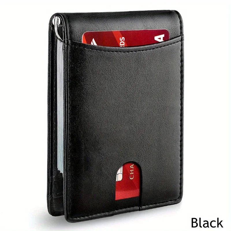Men Wallet PU Leather Money Credit Card Clip Mini RFID Blocking Leather Mens Thin Wallet Card Holder Bag
