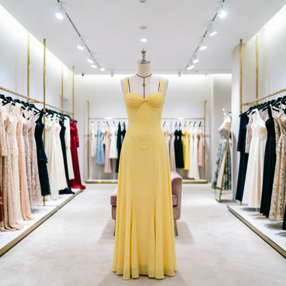 Mingmingxi Elegant Chiffon Bridesmaid Dresses Long A-Line Halter Maxi Dress for Women Sweetheart Neckline Beach Party...