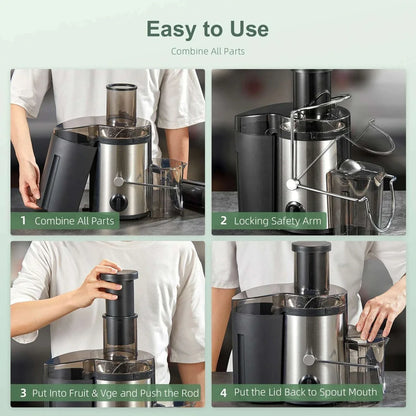 Juicer Machine, 800W Centrifugal Juicer Extractor with Wide Mouth 3” Feed Chute for Fruit Vegetable, Easy to Clean, Stainless St