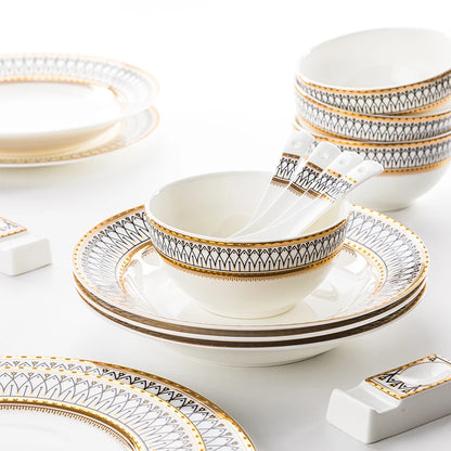 Nordic Fine Bone China Plates Set Dinner Serving Kitchen Dessert Plate Dish Tableware Porcelain Plate Bowl Dishware...