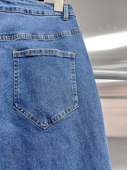 TWOTWINSTYLE Solid Patchwork Tassel Chic Denim Pants For Women High Waist Spliced Button Wide Leg Straight Pants Female Fashion