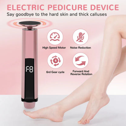 2 In1 Foot Care File Electric Foot Callus Remover Leg Heels Remove Dead Skin Pedicure Tool Set and Replacement Sandpaper New