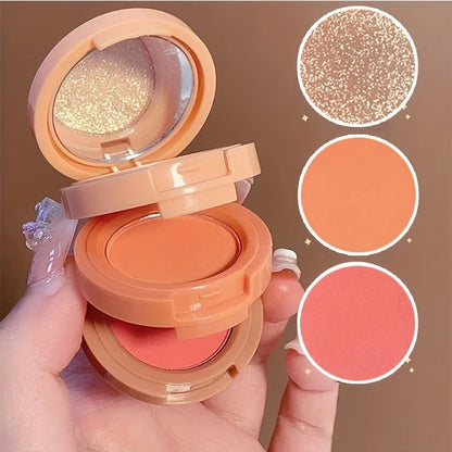 3-in-1 Makeup Palette, Matte & Pearlescent Texture Glitter Blush Highlighter Contouring 3-layer Palette | Kimlud Mid...