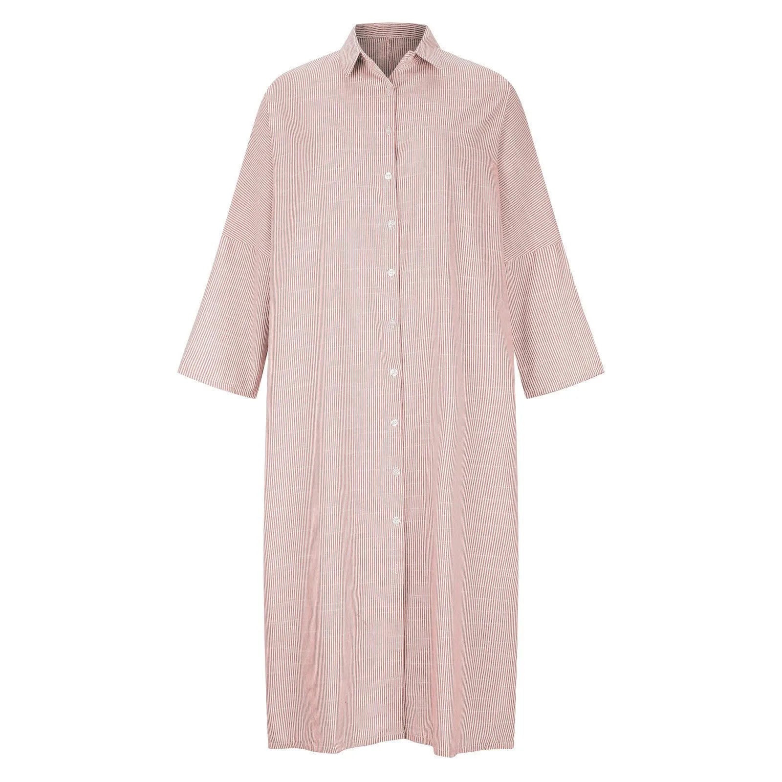 Elegant Outfits Summer Dress For Women Stripe Cotton Shirt Casual Loose Maxi Dresses Formal Occasion Dresses vestidos...