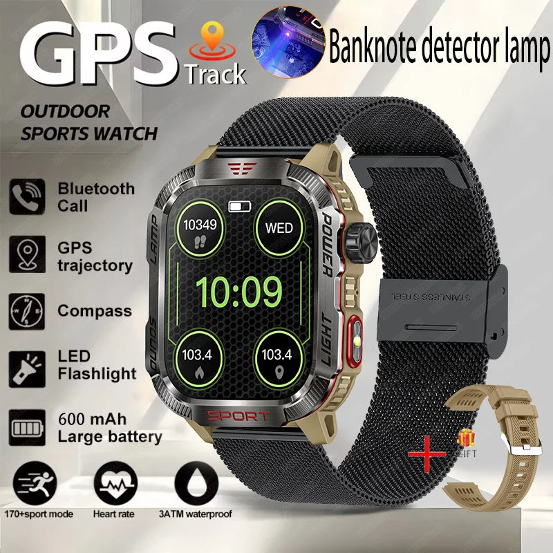 New Professional outdoor Military Smart Watch Men Flashlight Compass Waterproof Outdoor Sport Tracker Bluetooth Call Smartwatch