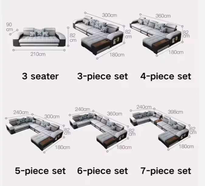 #@ Modern Luxury Living Room Modular Combination Sofa Furniture Set Multifunctional U Shaped 7 Seater Sectional Corner Sofa
