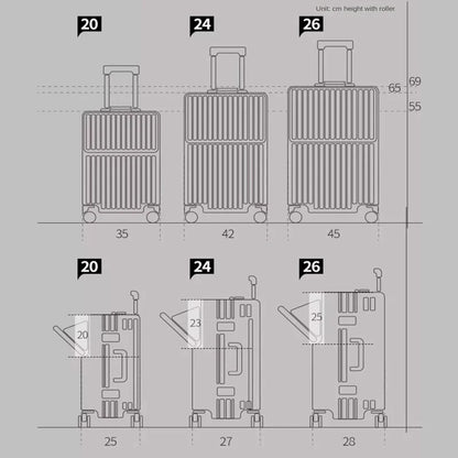 New Front Opening Luggage 24 inch USB Multifunctional Suitcase 20“ Boarding Trolley case 26 inch Large Capacity with Cup holder