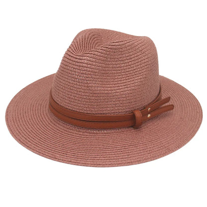 Summer Straw Sun Hat Panama Hats Grass Knitted Gift Hat Breathable Leisure Jazz Hat European American Style Straw Hat Beach Caps - Kimlud