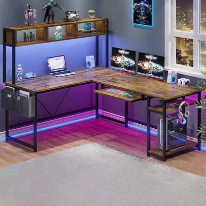 -Factory Furniture Wholesale Customization Large Cheap L-Shaped Simple Computer Desk With Shelf For Office Home | Kimlud...