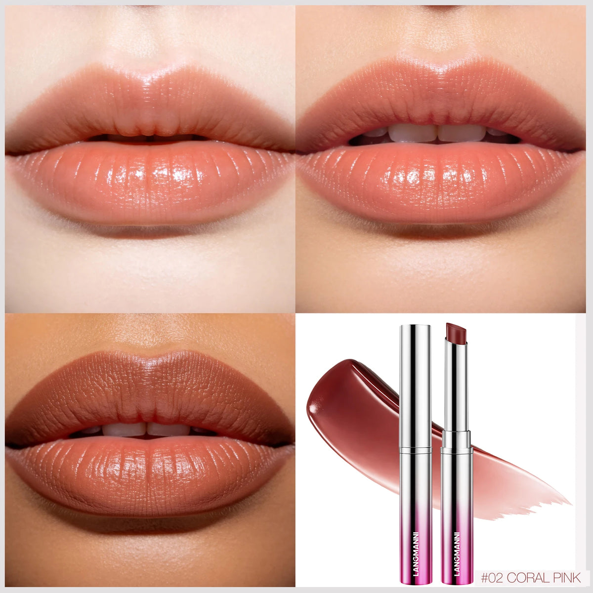 LANGMANNI 6 Colors Honey Pink Lipstick Waterproof Not Fading Sexy Nude Brown Lip Tint for Women Make Up Solid Lip Gloss Cosmetic