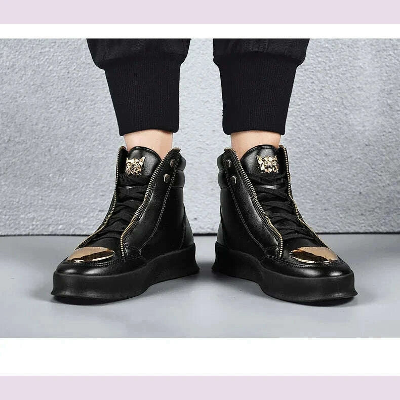 High Top Casual Shoes Men Sneakers 2024 Fashion Skateboard Shoes Leopard Platform Shoe Sport Training Shoes Men's Ankle Boots