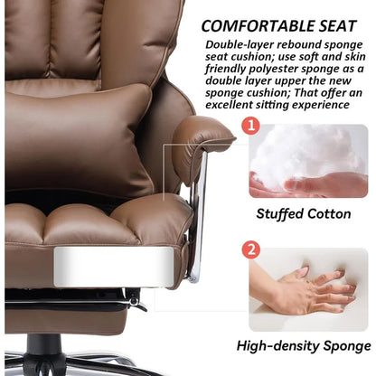 Big and Tall Office Chair 400lbs – PU Leather Executive Office Chair with Lumbar Support & Leg Rest, Heavy-Duty Computer