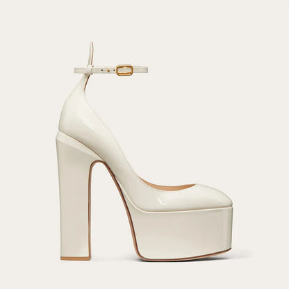 New Brand Women's Shoes Super High Heel Party Fashion Thick Sole Leather Shoes Bridal Shoes Wedding Party Shoes Women Summer