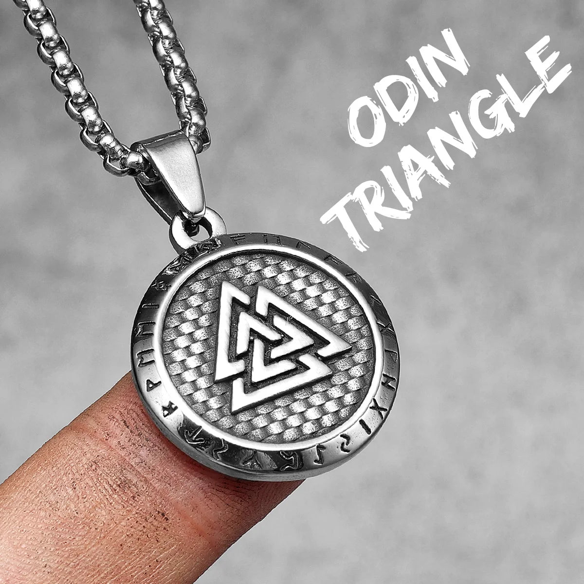 Viking Runes Men Necklaces With Pendant Stainless Steel Jewelry For Male Women Odin Triangle Punk Accessories Gifts Wholesale