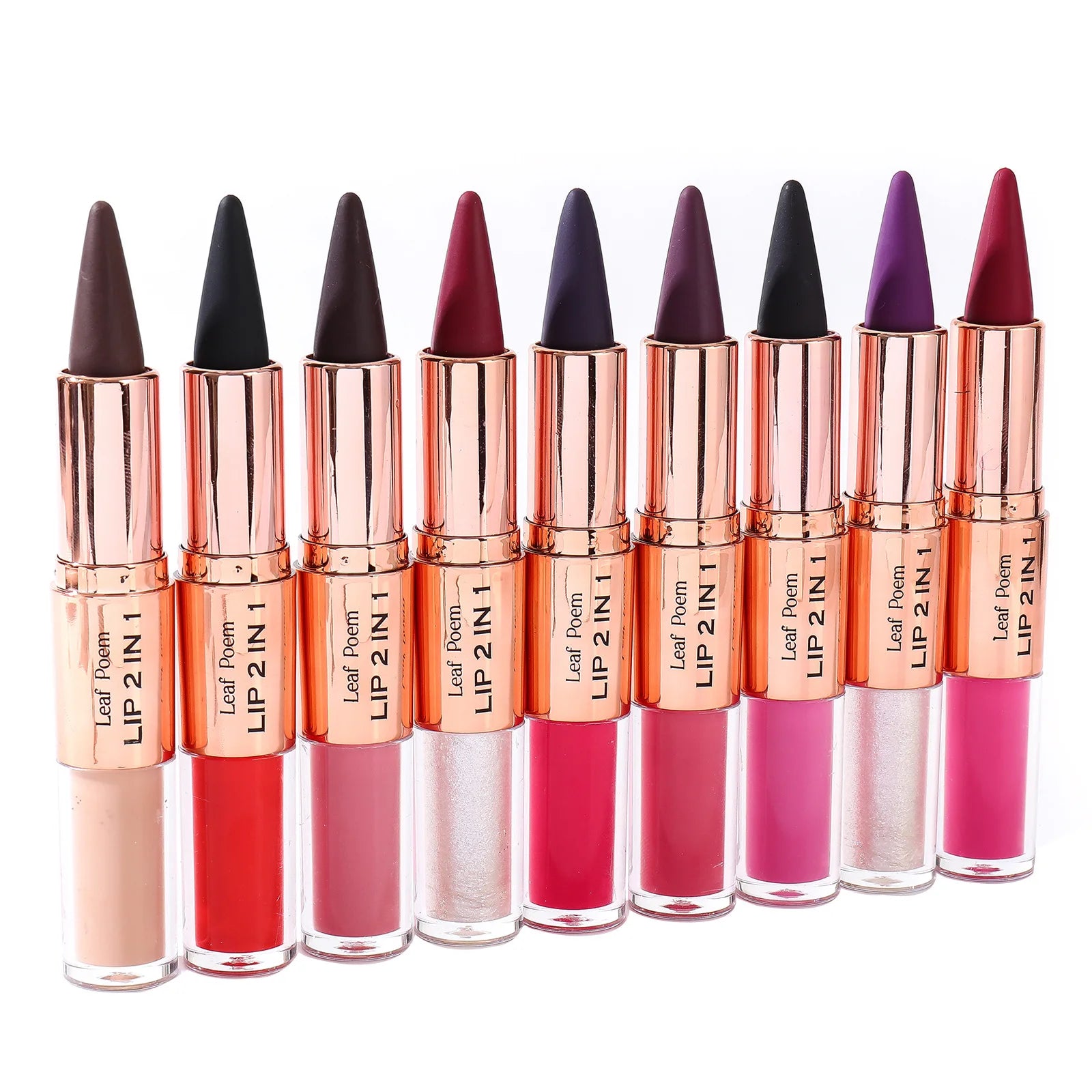 Sexy Red Black Lipstick Waterproof Lipliner Makeup Black Purple Rose Double Head Matte Lipgloss Tapered Lip Liner...