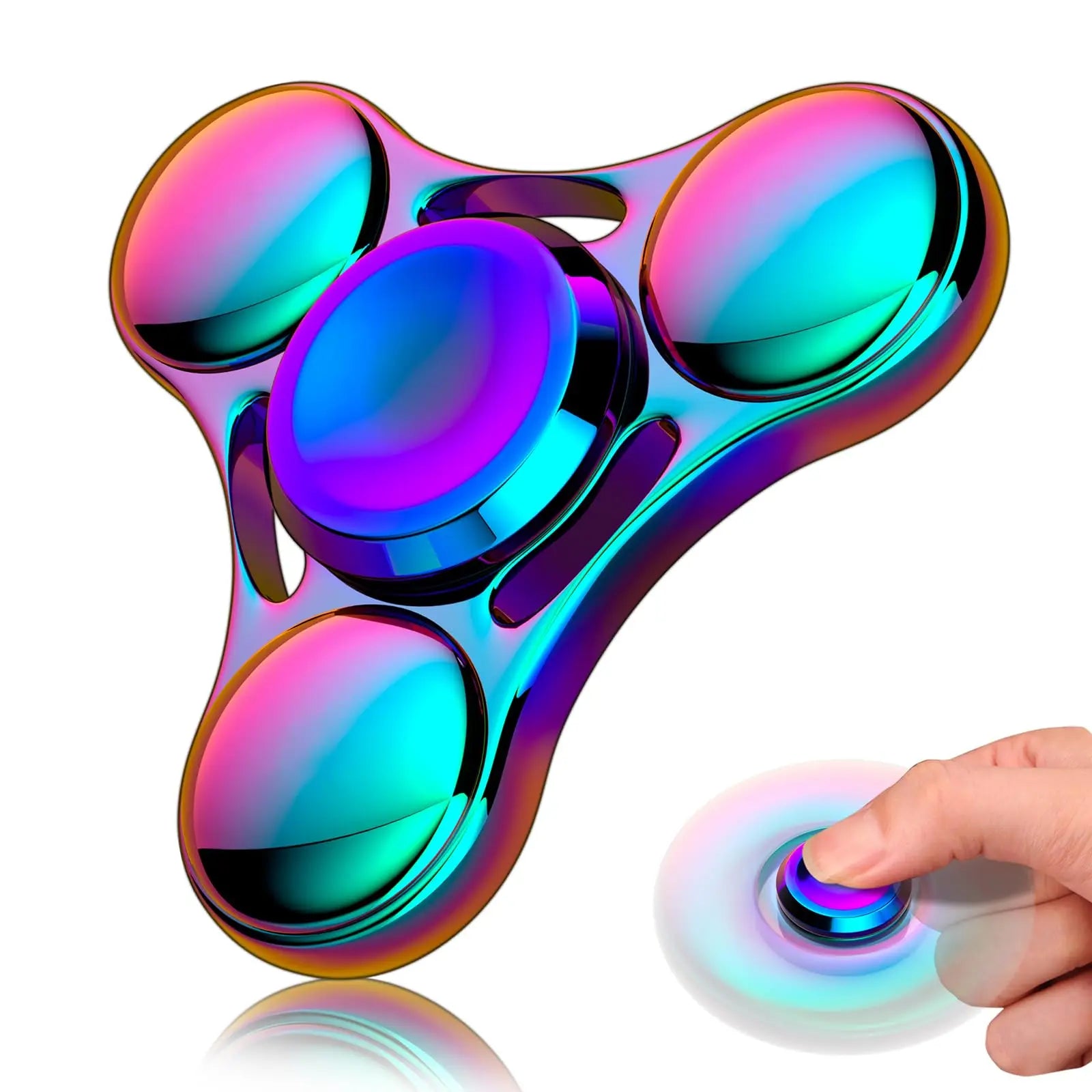 Rainbow Fidget Spinner Toys Metal UFO Small Handheld Finger Spinners Gift for Kids Adults Spinning Top Focus Desk Fingertip