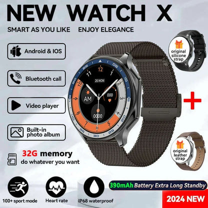 2025 New For Man DT Watch X Smart Watch Men 32GB Memory AMOLED HD Screen Bluetooth Call NFC Heart rate waterproof SmartWatch