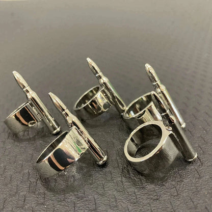 Gothic Punk  Hip Hop Rings Metal silvery Bullet Finger  Fashion Charm Ring Vintage For Women Men Jewelry Bague Gift