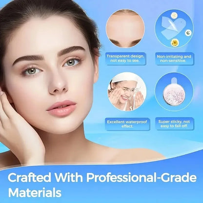 Invisible Face Lift Tape and Band Set, 18 Pcs Hypoallergenic Clear Lifting Patches with 4 Adjustable Elastic Straps