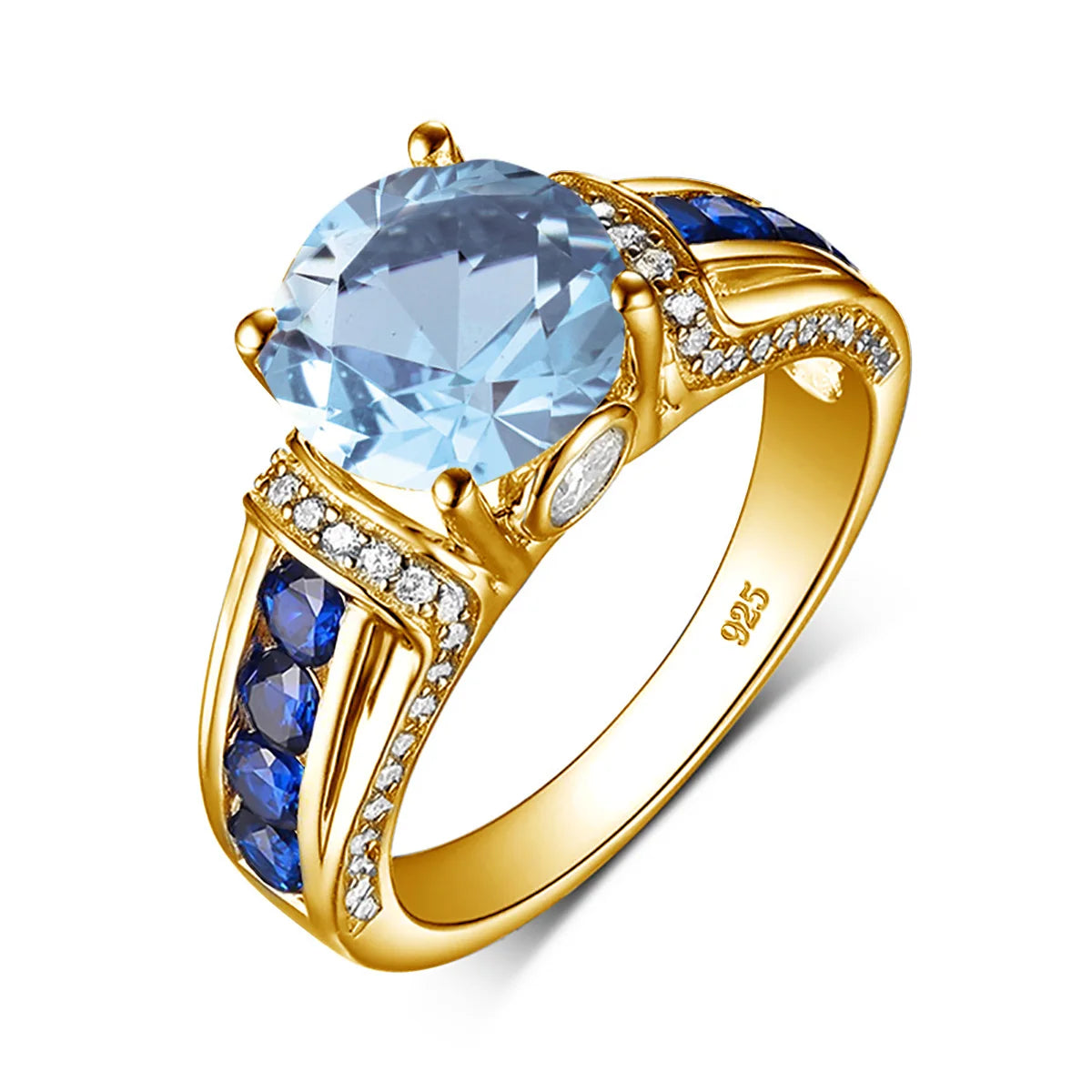 Unique Mystic Topaz Gold Ring For Woman With Stone 8*8mm Round Large Cocktail Rings Party Luxury Designer Jewelry Birthday Gift