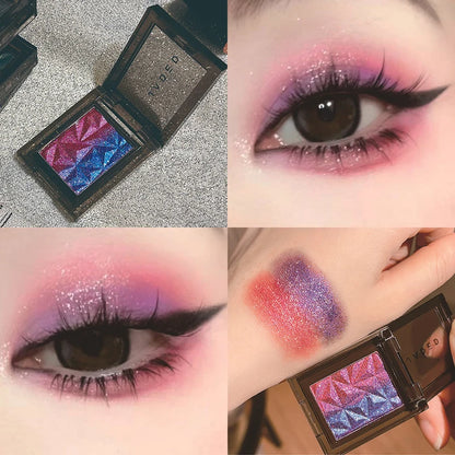 Metallic Gradient Eyeshadow Palette Silver Blue Punk Smoky Eye Shadow Highly Pigmented Pressed Purple Glitter Eyes...