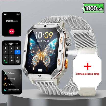 2025 New Military Outdoor 1000 mAh Battery Smart Watch Men GPS Sports Heart Rate IP68 Waterproof BT Calling Smartwatch Man xiaom