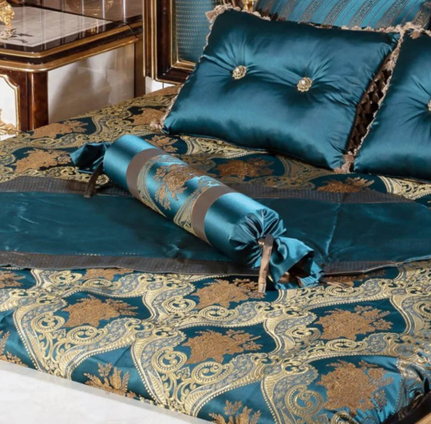 Turkish Luxury king Size Double Tufted Bedroom Sets Bed Furniture Royal Carved Solid Wooden Headboard Frame Velvet Fabric Bed